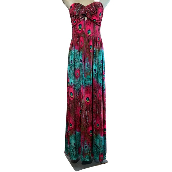 Sophia Multicoloured Strapless Maxi Dress Size M - Picture 4 of 9